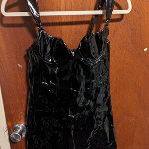 black patent leather mini dress